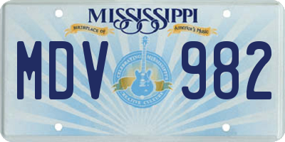 MS license plate MDV982