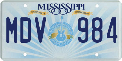 MS license plate MDV984