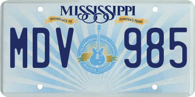 MS license plate MDV985