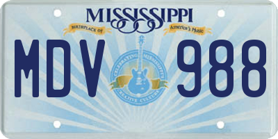 MS license plate MDV988