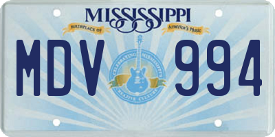 MS license plate MDV994