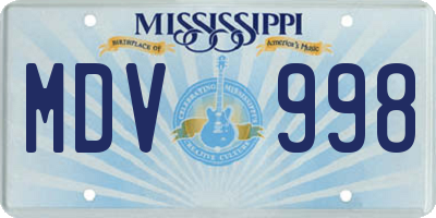 MS license plate MDV998
