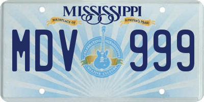MS license plate MDV999