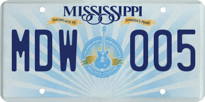 MS license plate MDW005