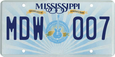 MS license plate MDW007