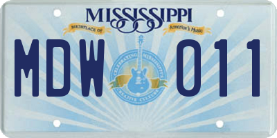 MS license plate MDW011