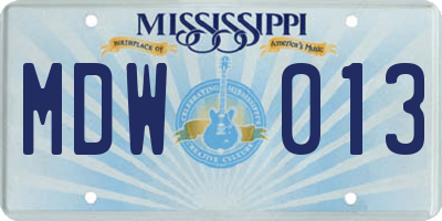 MS license plate MDW013