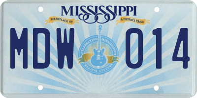 MS license plate MDW014