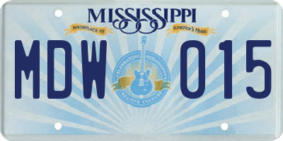 MS license plate MDW015