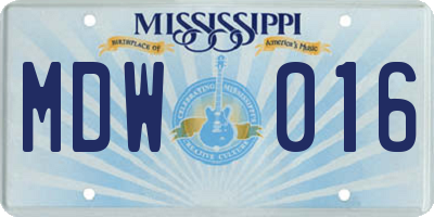 MS license plate MDW016