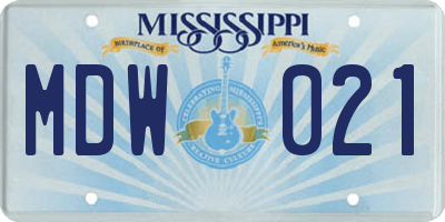 MS license plate MDW021