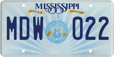 MS license plate MDW022