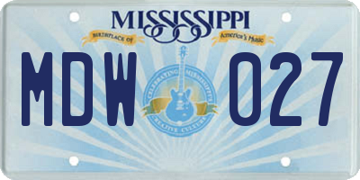 MS license plate MDW027