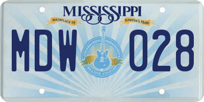 MS license plate MDW028