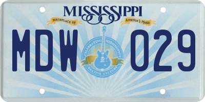 MS license plate MDW029