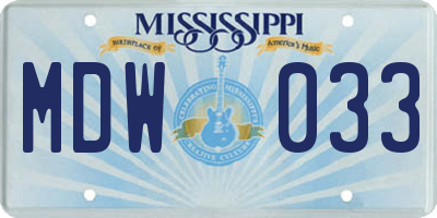 MS license plate MDW033