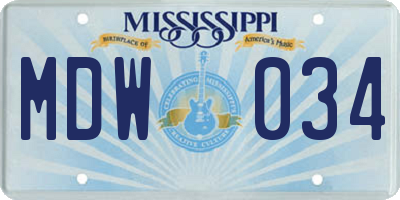 MS license plate MDW034