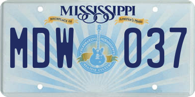 MS license plate MDW037