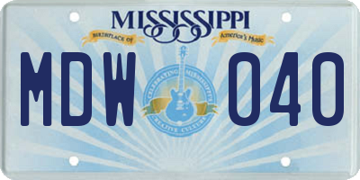 MS license plate MDW040