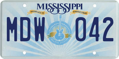 MS license plate MDW042