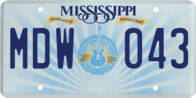 MS license plate MDW043