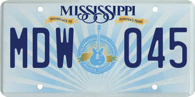 MS license plate MDW045