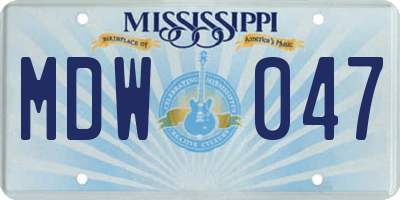 MS license plate MDW047