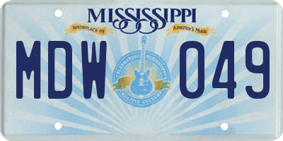 MS license plate MDW049