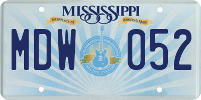 MS license plate MDW052