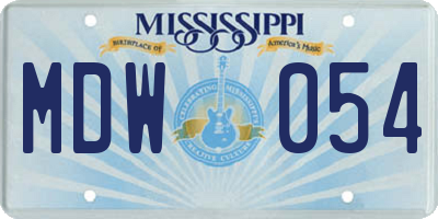 MS license plate MDW054