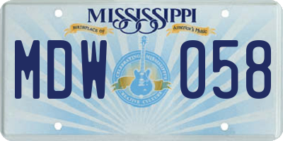 MS license plate MDW058