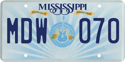 MS license plate MDW070