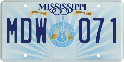 MS license plate MDW071