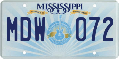MS license plate MDW072