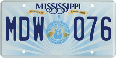 MS license plate MDW076