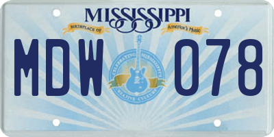 MS license plate MDW078