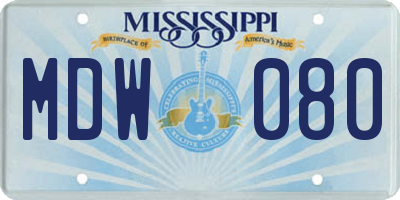 MS license plate MDW080