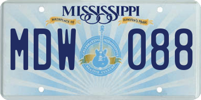 MS license plate MDW088