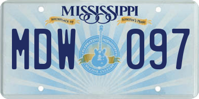 MS license plate MDW097