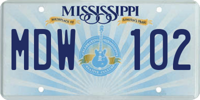 MS license plate MDW102