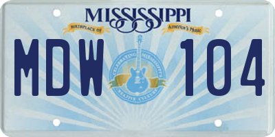 MS license plate MDW104