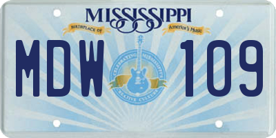 MS license plate MDW109