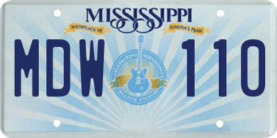 MS license plate MDW110