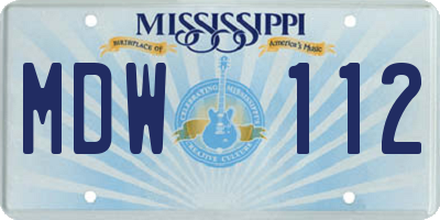 MS license plate MDW112