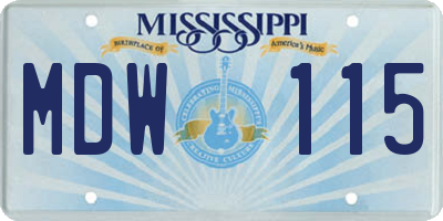 MS license plate MDW115