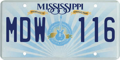 MS license plate MDW116
