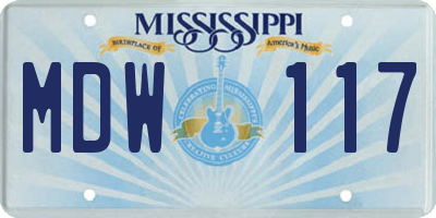 MS license plate MDW117