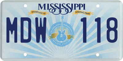 MS license plate MDW118