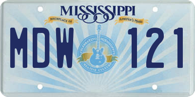 MS license plate MDW121