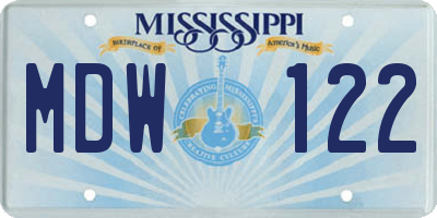 MS license plate MDW122